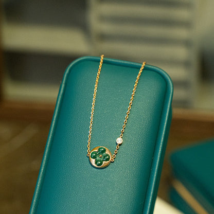 [Stellar Jewelry]SUN MALACHITE 1 DIAMOND PINK GOLD BRACELET