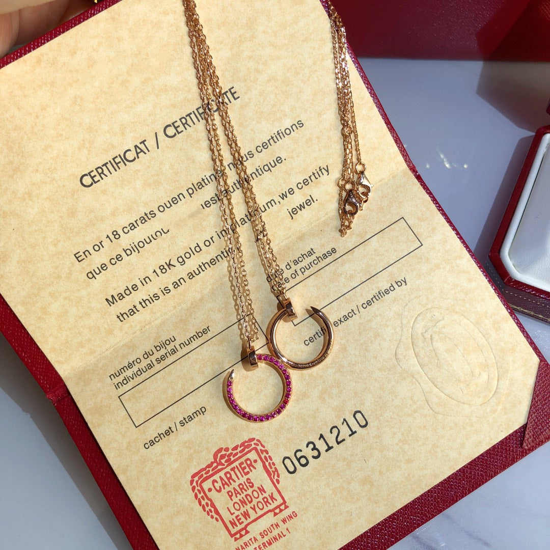 [Stellar Jewelry]JUSTE NECKLACE GOLD RED DIAMONDS