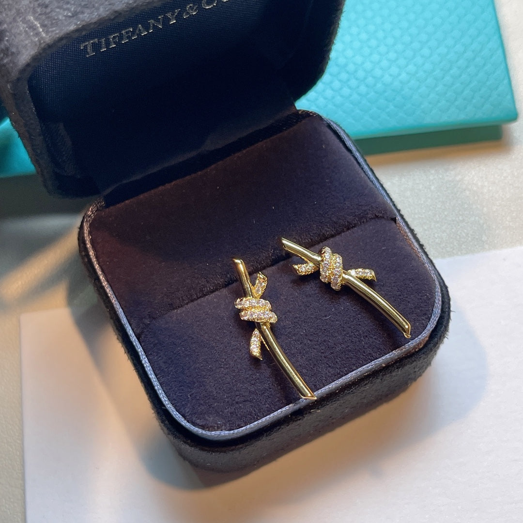 [Stellar jewels]KNOT EARRINGS GOLD DIAMOND