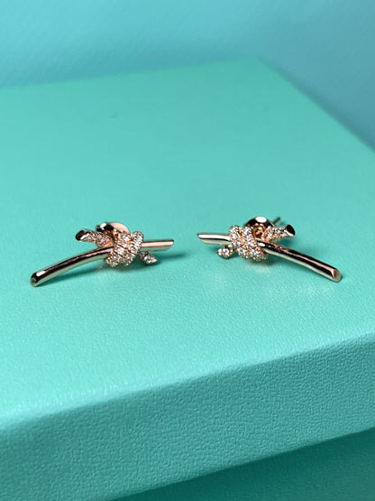 [Stellar jewels]KNOT EARRINGS PINK GOLD DIAMOND