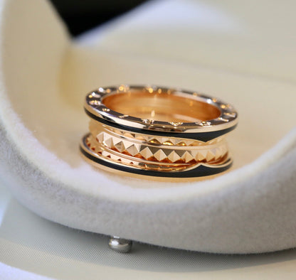 [Stellar Jewelry]ZERO 1 PINK GOLD BLACK CERAMIC RING
