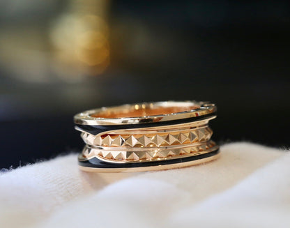 [Stellar Jewelry]ZERO 1 PINK GOLD BLACK CERAMIC RING