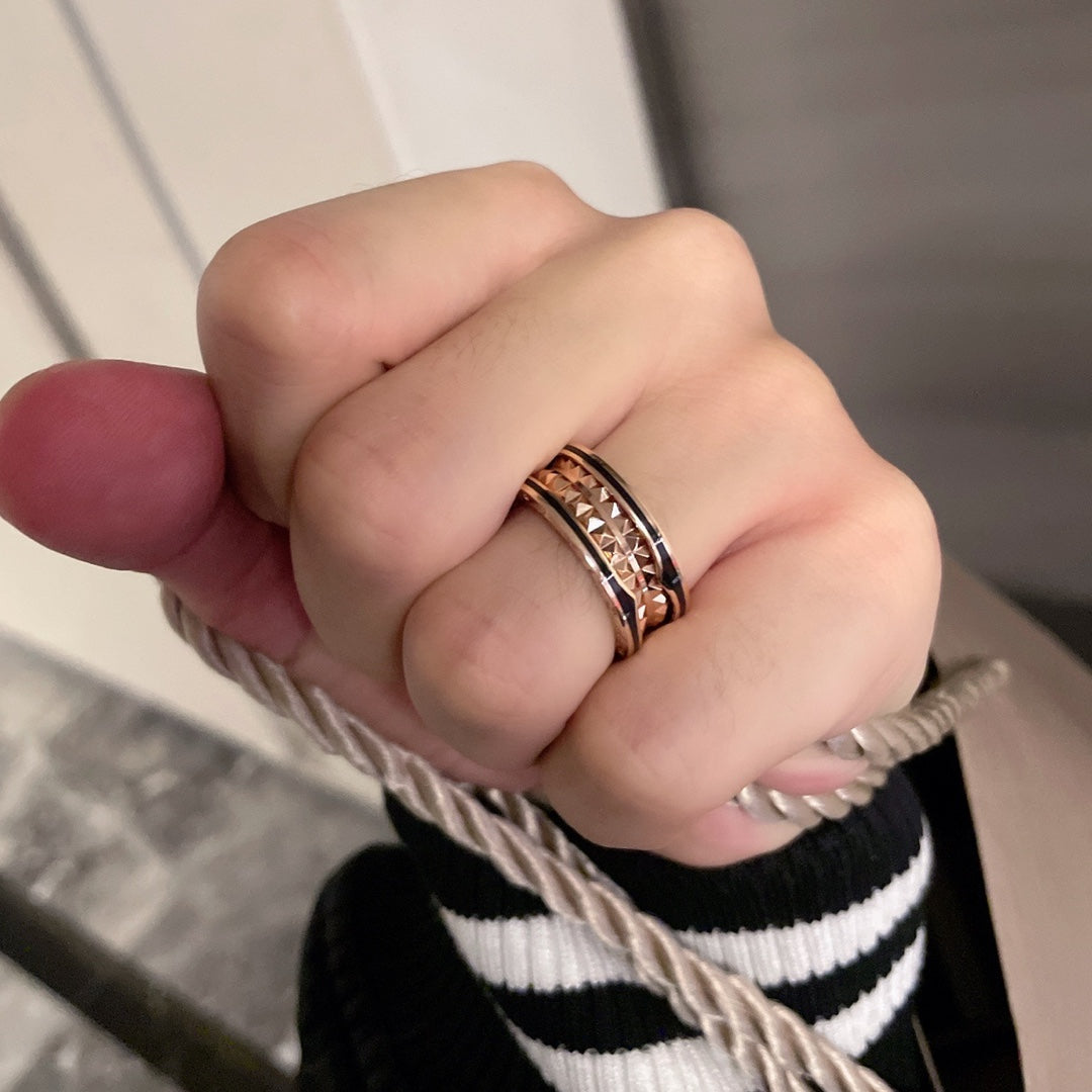 [Stellar Jewelry]ZERO 1 PINK GOLD BLACK CERAMIC RING