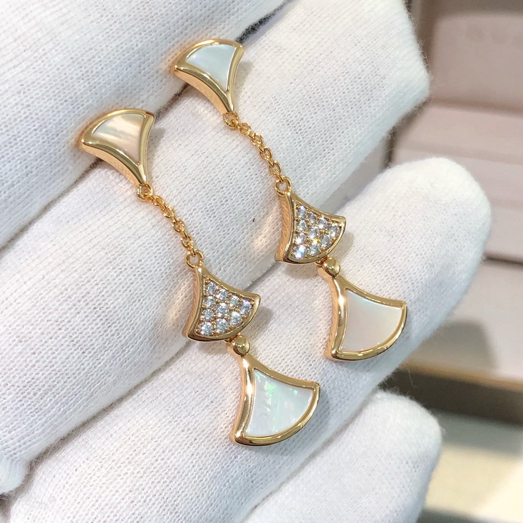 [Stellar Jewelry]DREAM EARRINGS 3 MOTIFS DIAMOND MOP PINK GOLD