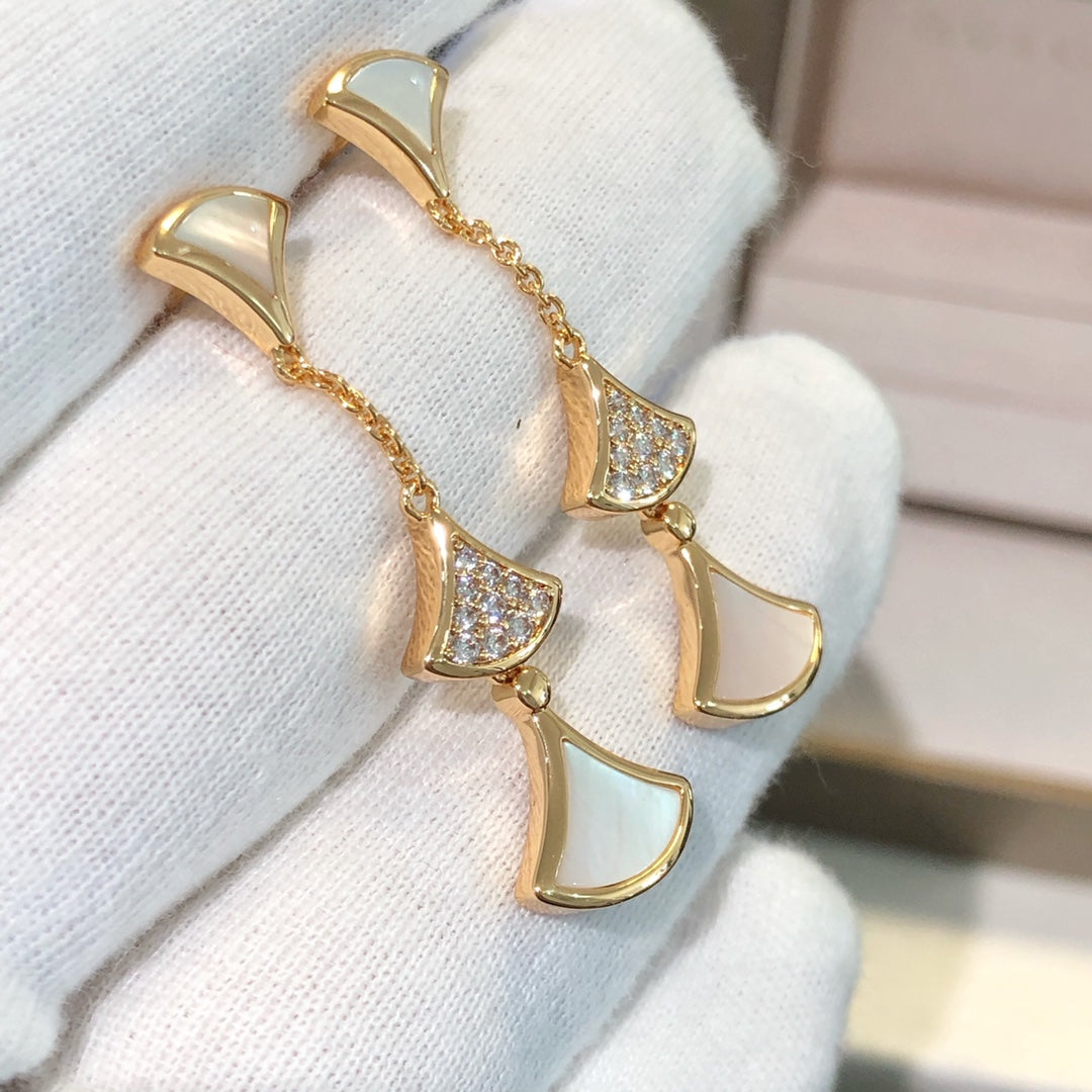 [Stellar Jewelry]DREAM EARRINGS 3 MOTIFS DIAMOND MOP PINK GOLD