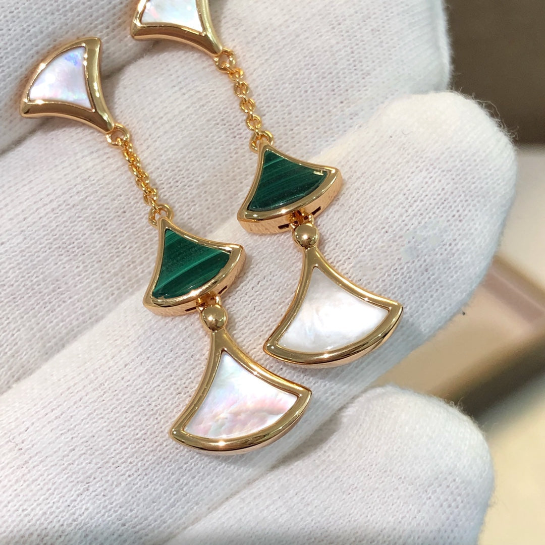 [Stellar Jewelry]DREAM EARRINGS 3 MOTIFS MALACHITE MOP PINK GOLD