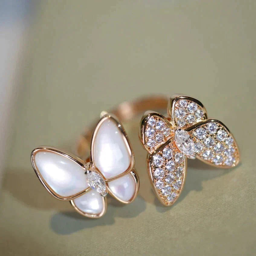[Stellar Jewelry]TWIN BUTTERFLY DIAMOND MOP RING