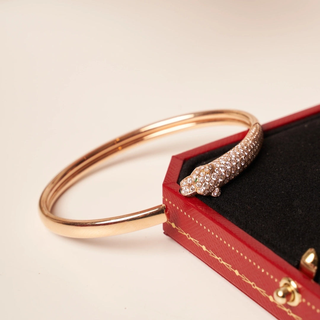 [Stellar Jewelry]PANTHERE ROSE GOLD DIAMOND OPEN BRACELET
