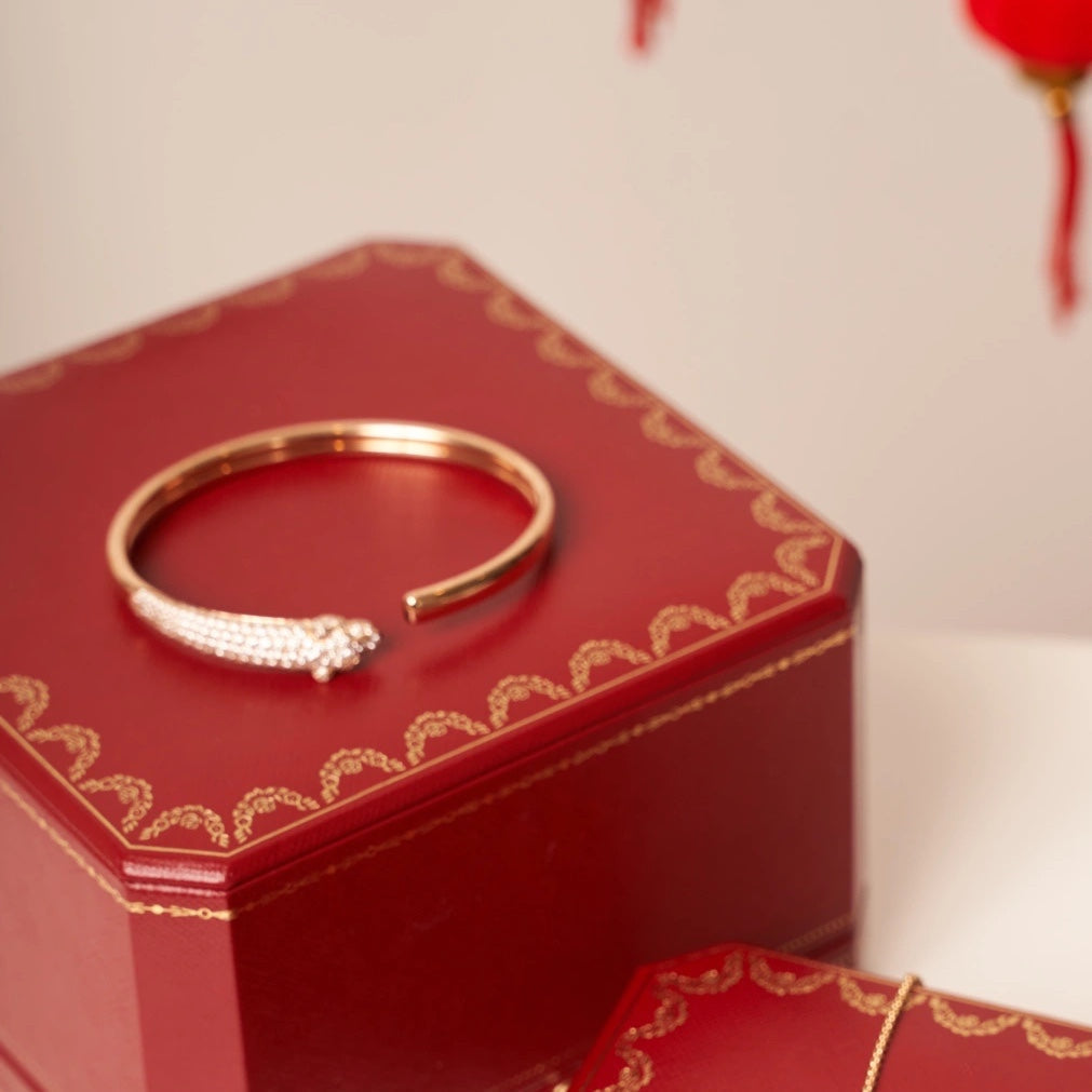 [Stellar Jewelry]PANTHERE ROSE GOLD DIAMOND OPEN BRACELET