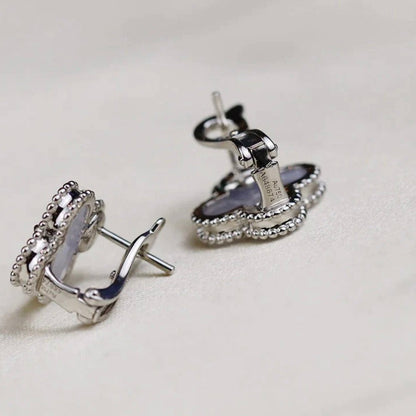 [Stellar Jewelry]CLOVER MEDIUM 1 MOTIFS  WHITE MOP EARRINGS SILVER