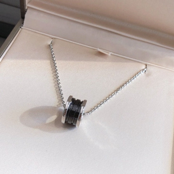 [Stellar Jewelry]ZERO 1 BLACK CERAMIC SILVER NECKLACE