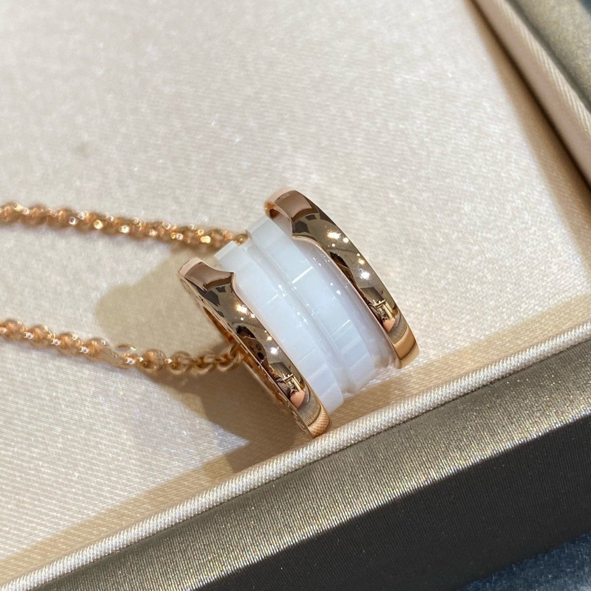 [Stellar Jewelry]ZERO 1 WHITE CERAMIC PINK GOLD NECKLACE