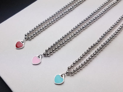 [Stellar jewels]HEART PEDANT SILVER BALL CHAIN NECKLACE