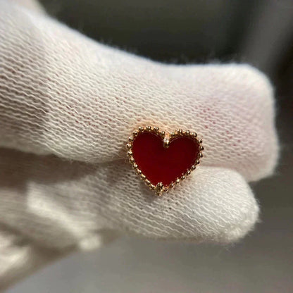 [Stellar Jewelry]HEART CARNELIAN STUD EARRINGS