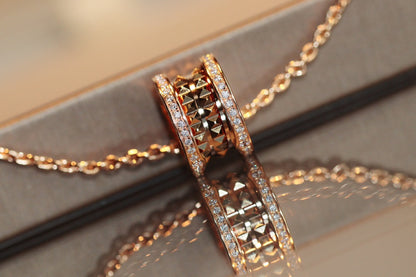 [Stellar Jewelry]ZERO 1 ROCK PEDANT PINK GOLD NECKLACE