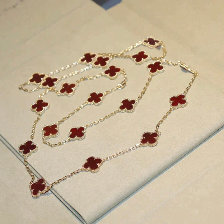 [Stellar Jewelry]CLOVER 20 MOTIFS CARNELIAN NECKLACE