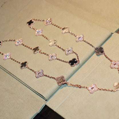 [Stellar Jewelry]CLOVER 20 MOTIFS DARK MOP DIAMOND  NECKLACE