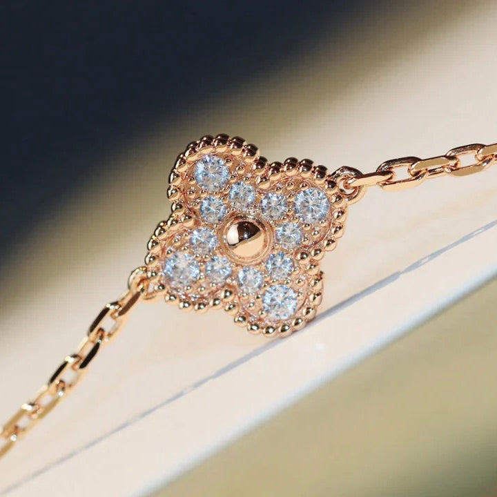 [Stellar Jewelry]CLOVER 20 MOTIFS DARK MOP DIAMOND  NECKLACE