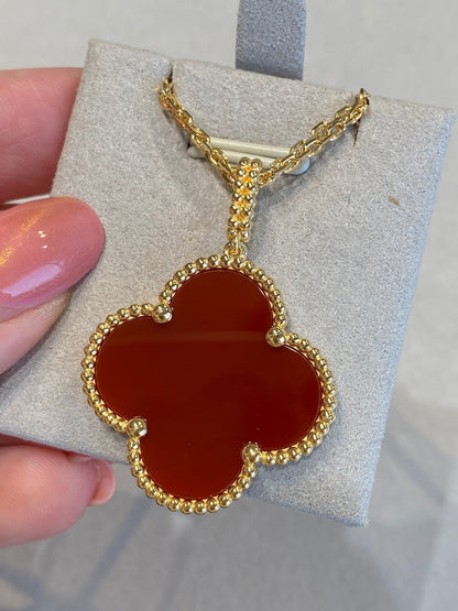 [Stellar Jewelry]CLOVER 25MM NECKLACE GOLD CARNELIAN