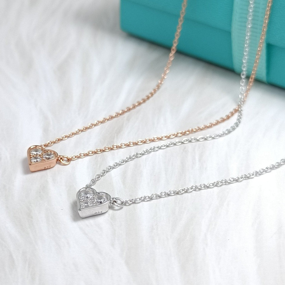 [Stellar jewels]HEART 3 DIAMONDS PEDANT NECKLACE