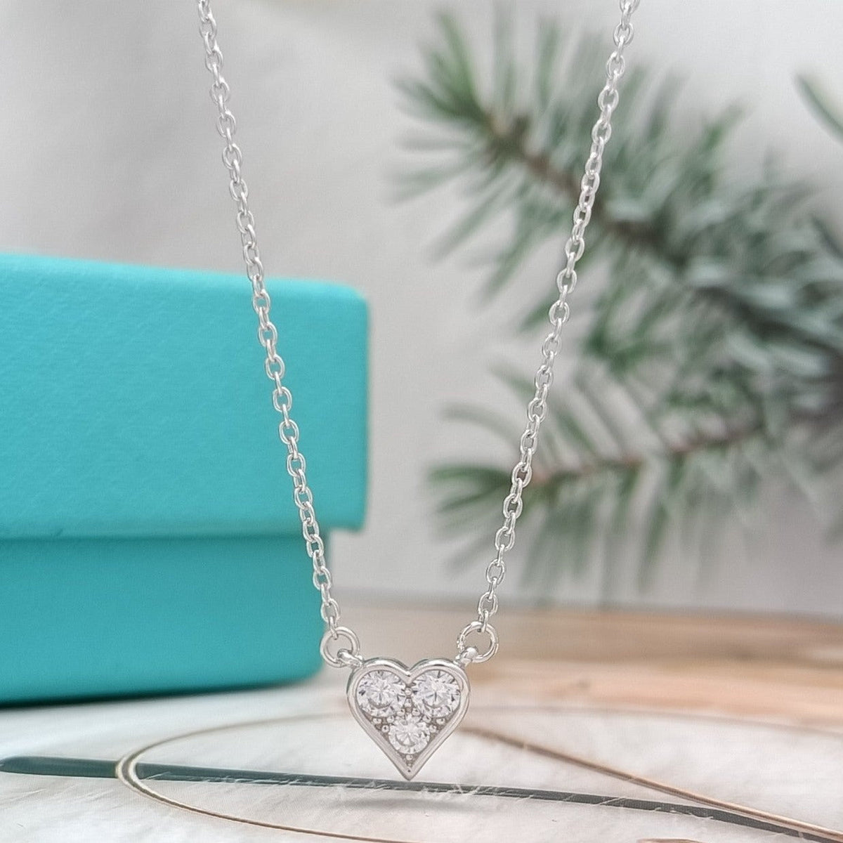[Stellar jewels]HEART 3 DIAMONDS PEDANT NECKLACE