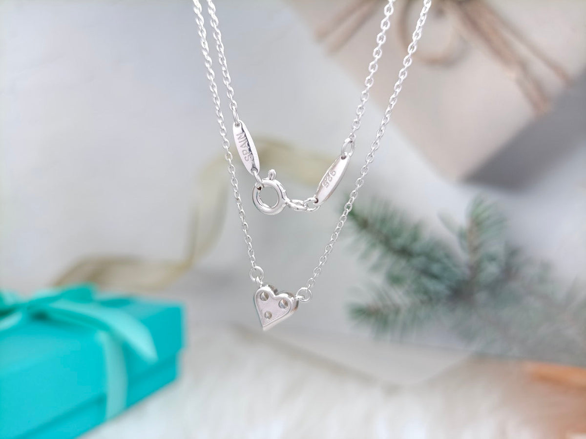 [Stellar jewels]HEART 3 DIAMONDS PEDANT NECKLACE
