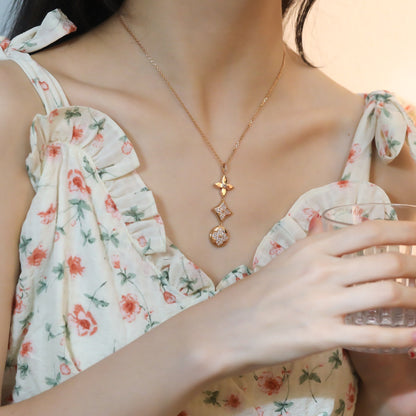 [Stellar Jewelry]STAR AND SUN DIAMOND PINK GOLD NECKLACE