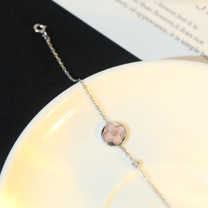 [Stellar Jewelry]SUN MOTIF PINK MOP SILVER BRACELET