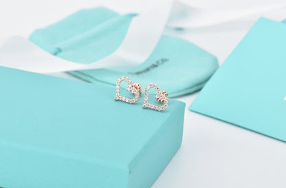 [Stellar jewels]OPEN HEART STUD DIAMOND EARRINGS