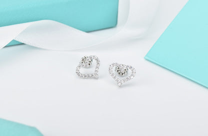 [Stellar jewels]OPEN HEART STUD DIAMOND EARRINGS