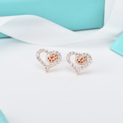 [Stellar jewels]OPEN HEART STUD DIAMOND EARRINGS