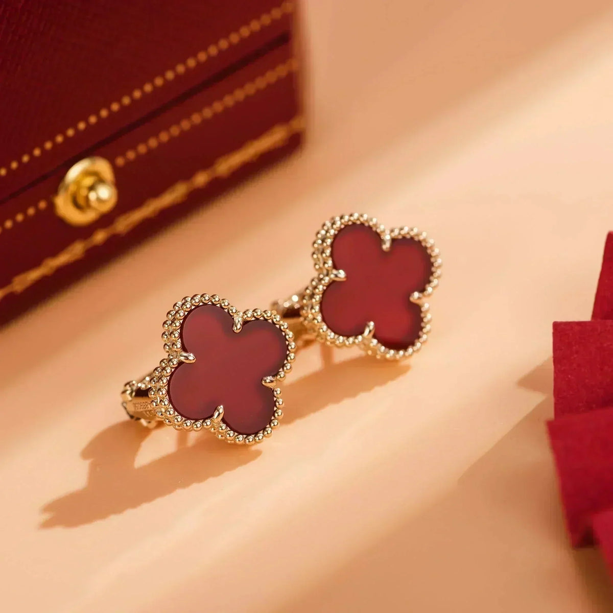 [Stellar Jewelry]CLOVER MEDIUM 1 MOTIFS CARNELIAN  EARRINGS