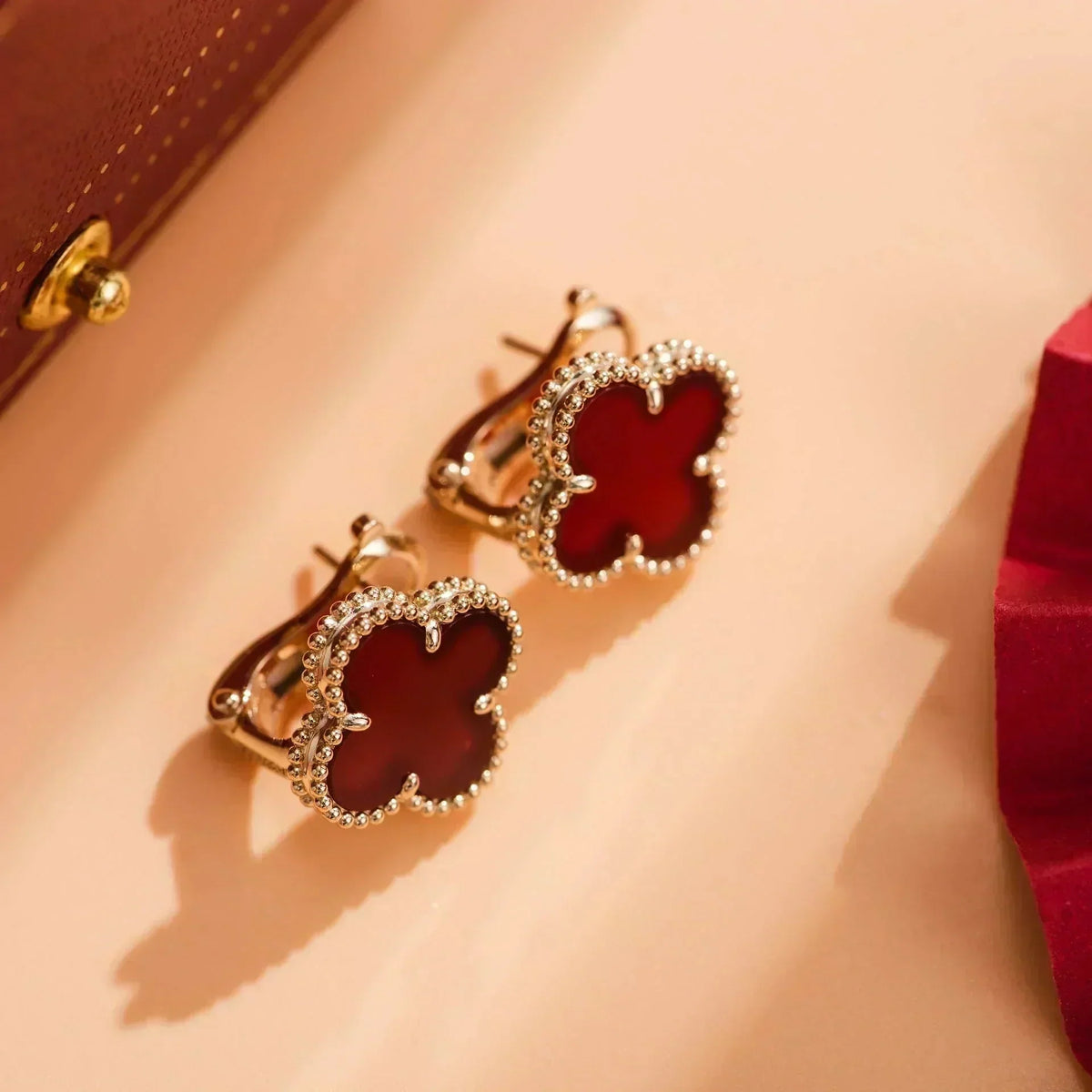 [Stellar Jewelry]CLOVER MEDIUM 1 MOTIFS CARNELIAN  EARRINGS