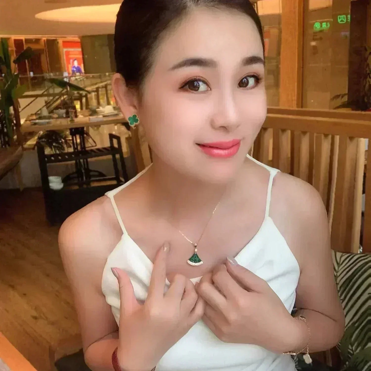 [Stellar Jewelry]CLOVER MEDIUM 1 MOTIFS MALACHITE  EARRINGS