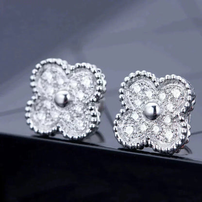 [Stellar Jewelry]CLOVER 1 MOTIFS DIAMOND STUD EARRINGS SILVER