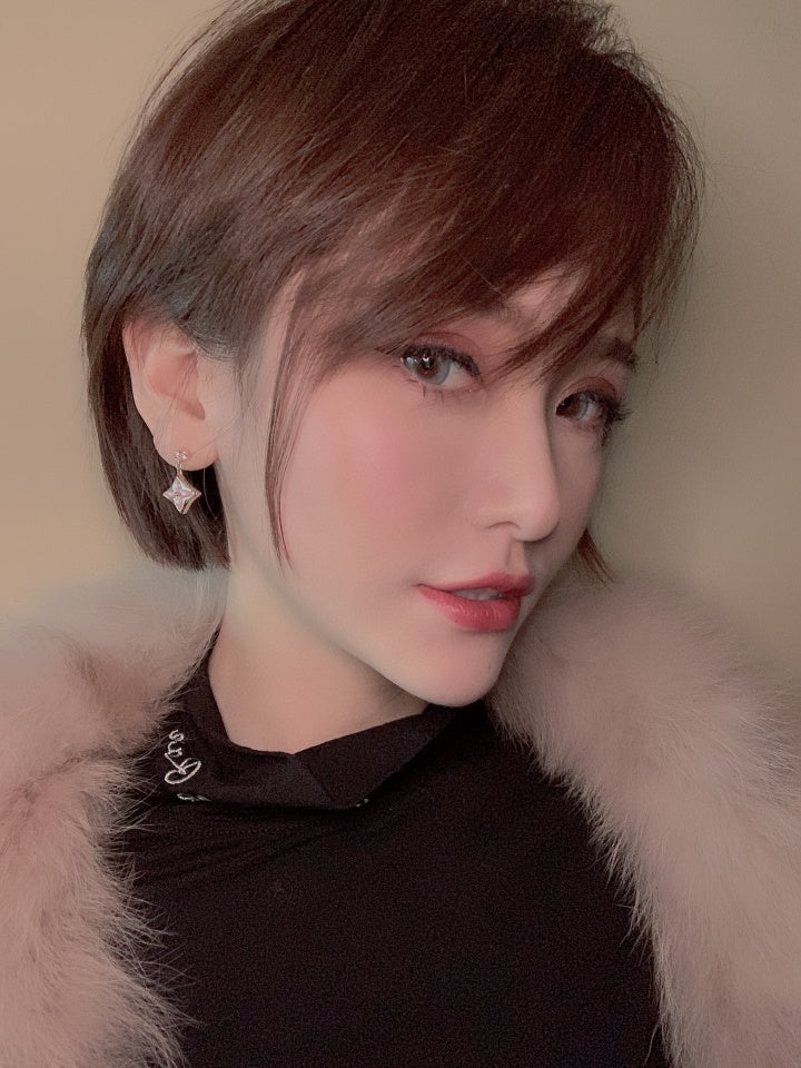 [Stellar Jewelry]DOUBLE STAR PINK GOLD MOP DROP EARRINGS