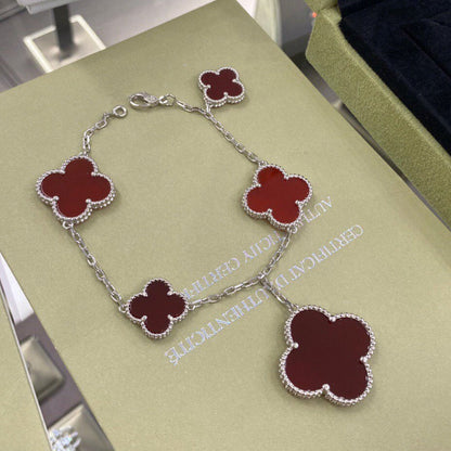 [Stellar Jewelry]CLOVER 5 MOTIFS SIVLER CARNELIAN BRACELET