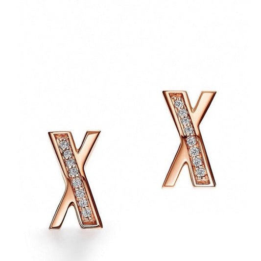 [Stellar jewels]X EARRINGS ROSE GOLD DIAMONDS