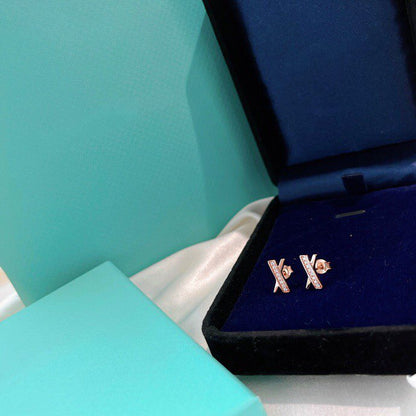 [Stellar jewels]X EARRINGS ROSE GOLD DIAMONDS