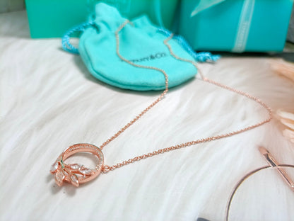 [Stellar jewels]DIAMOND VINE CIRCLE PENDANT PLATINUM NECKLACE