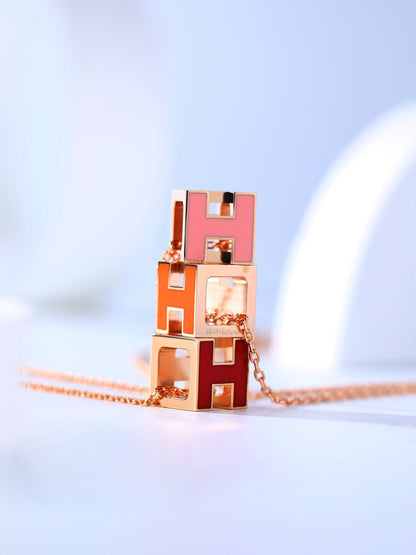 [Stellar Jewelry]H CAGE PINK GOLD NECKLACE