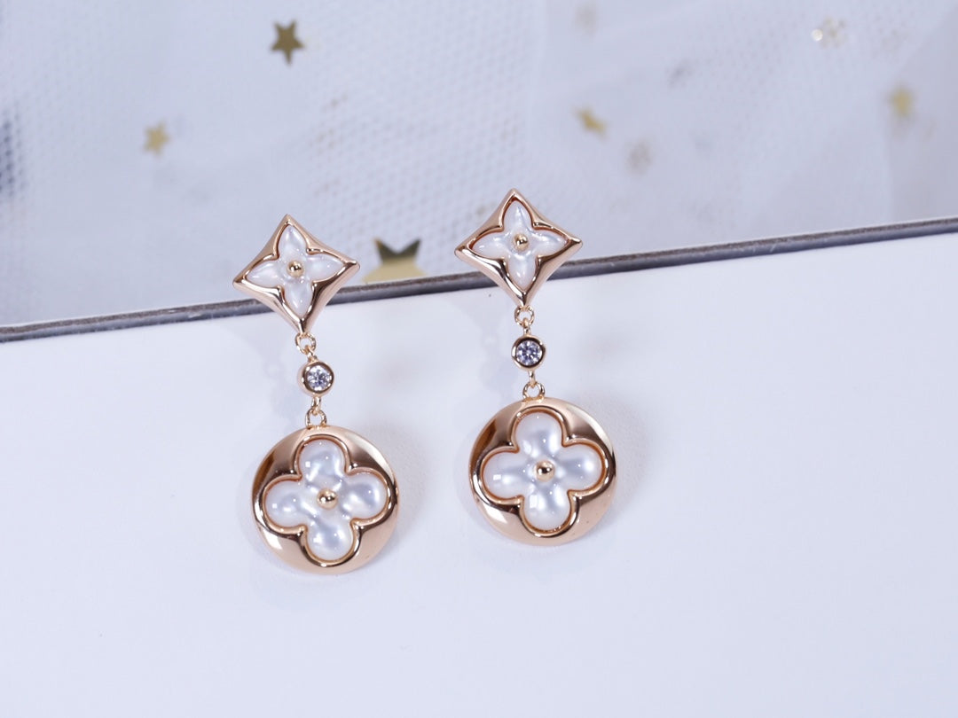 [Stellar Jewelry]STAR AND SUN PINK GOLD MOP DROP EARRINGS