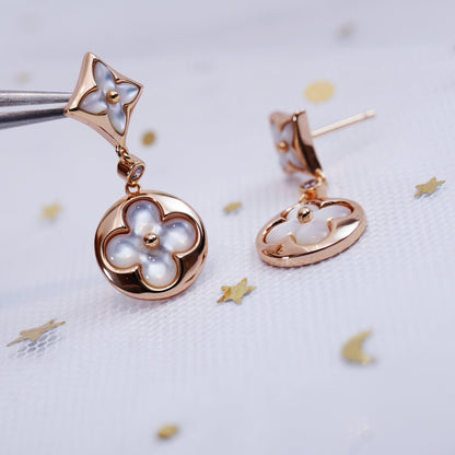[Stellar Jewelry]STAR AND SUN PINK GOLD MOP DROP EARRINGS