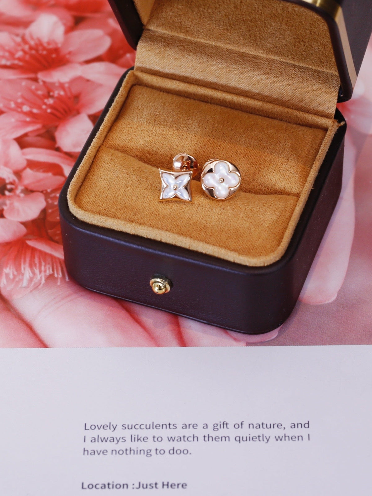 [Stellar Jewelry]STAR AND SUN PINK GOLD MOP STUD EARRINGS