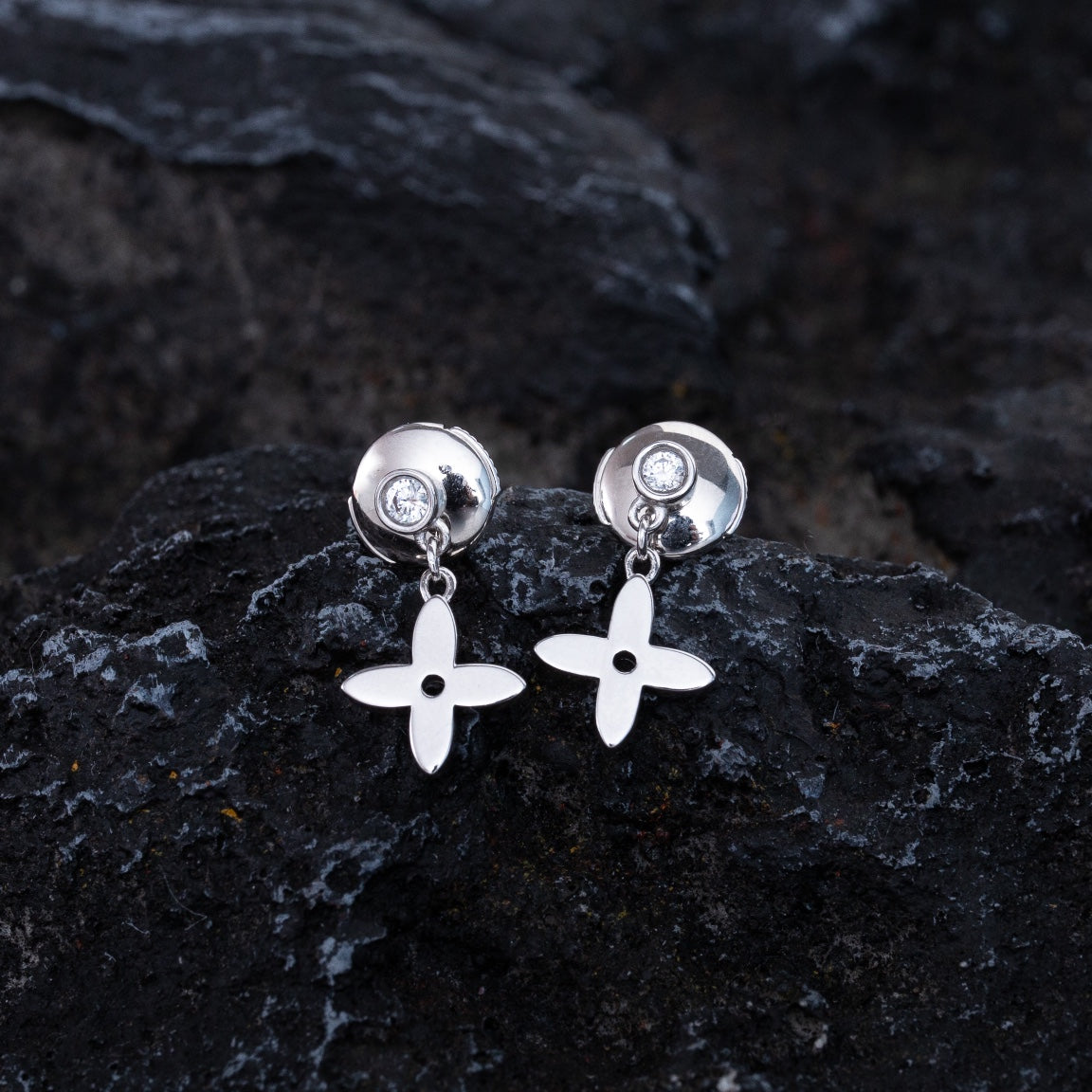 [Stellar Jewelry]VIDYLLE SILVER DIAMOND MINI DROP EARRINGS