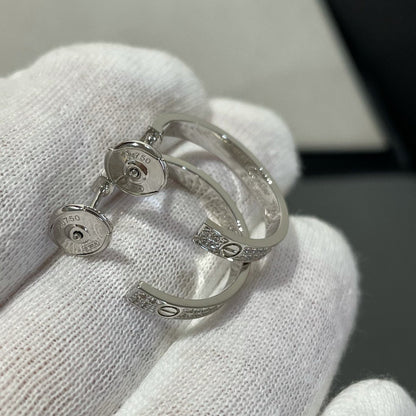 [Stellar Jewelry]LOVE DIAMOND SILVER HOOP EARRINGS