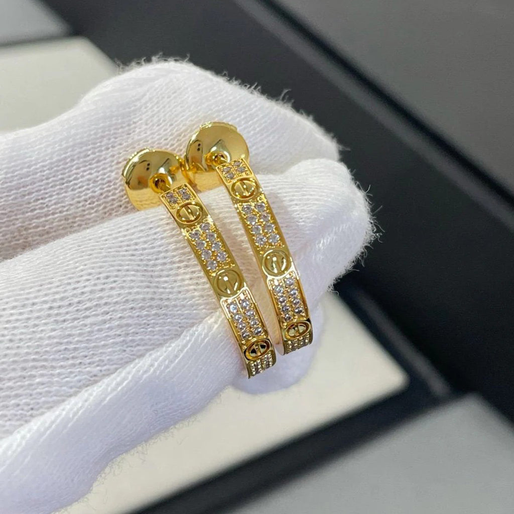[Stellar Jewelry]LOVE EARRINGS 3.6MM DIAMOND PAVED