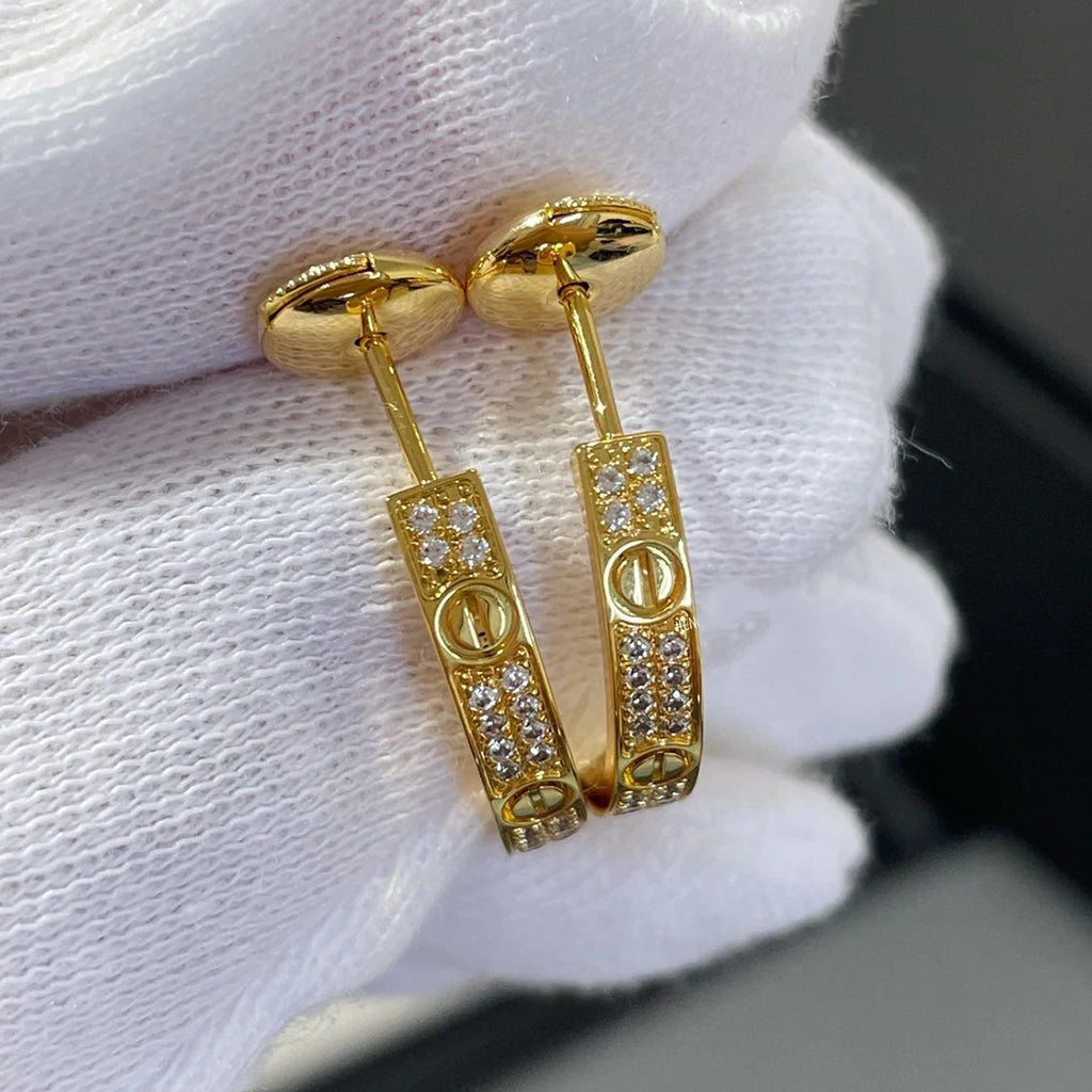 [Stellar Jewelry]LOVE EARRINGS 3.6MM DIAMOND PAVED