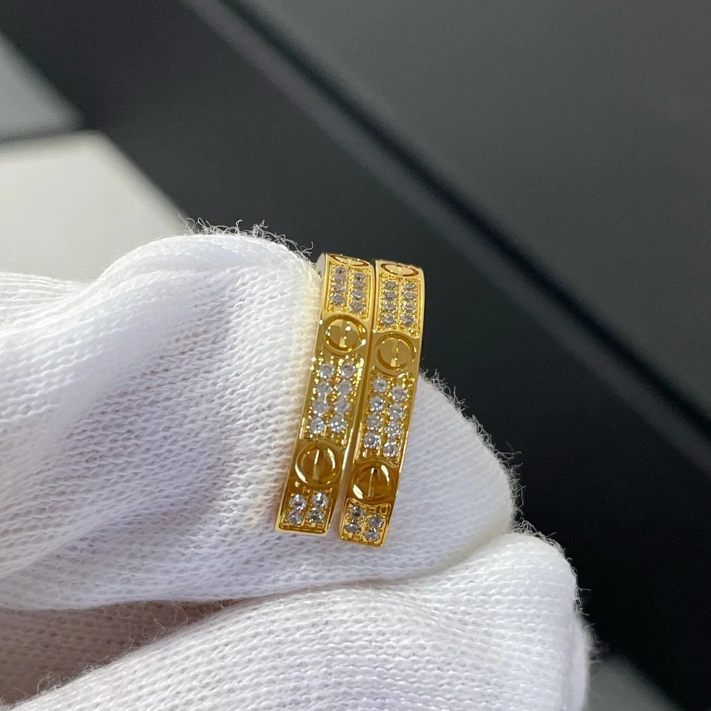 [Stellar Jewelry]LOVE EARRINGS 3.6MM DIAMOND PAVED