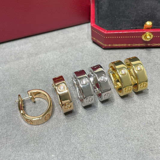 [Stellar Jewelry]LOVE 5.5MM 1 DIAMOND EARRINGS